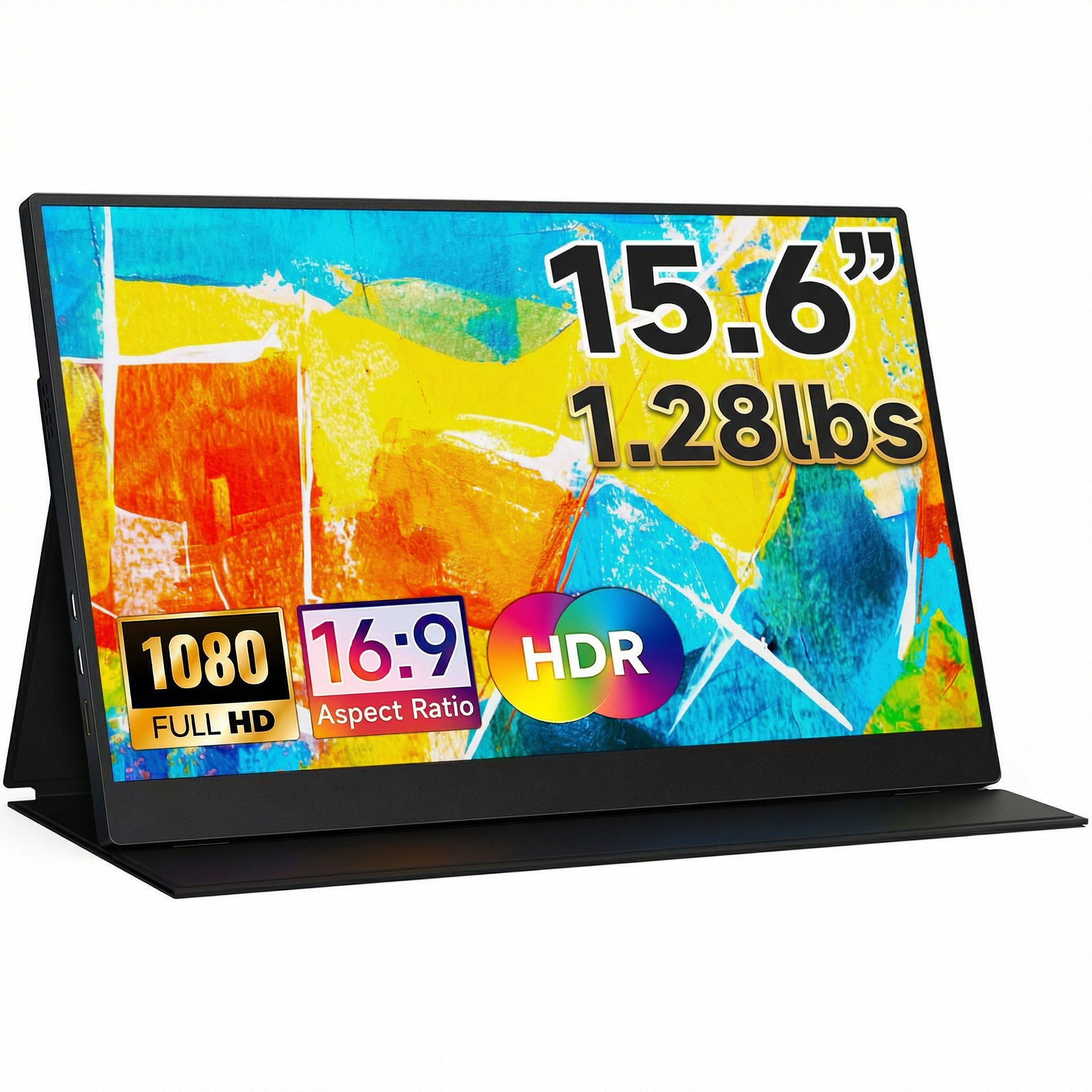 Portable Monitor 15.6 inch Ultra-Light Extended Monitor for Laptop 1080P FHD IPS Build-in Speakers HDMI USB-C Second Screen for Gaming PC mac Phone PS4/5 Switch Xbox with Kickstand Case