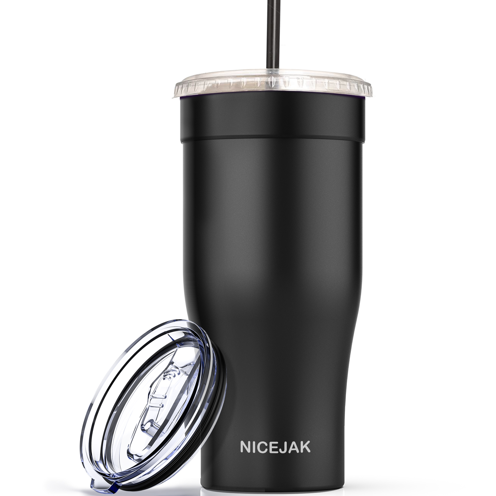 Nicejak Universal Iced Coffee Sleeve - Upgraded Double Wall Reusable Stainless Steel Holder Sleeves Insulator for Cold Drinks Fits Starbucks Dunkin Donuts McDonalds Small Medium Large Cups (Black)