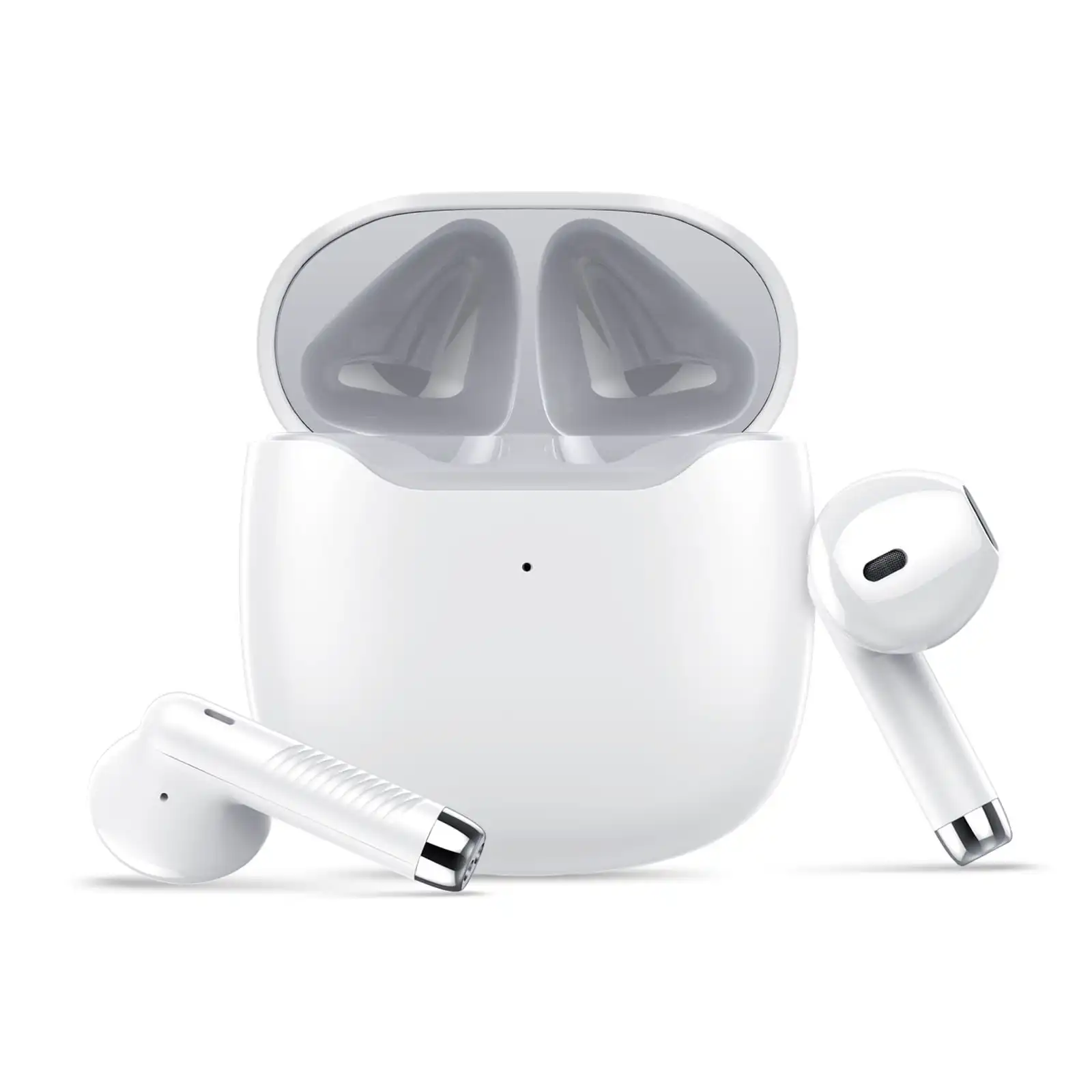 Tikland Wireless Earbuds Bluetooth Earbuds with Mic and Charging Case Deep Bass Stereo IPX7 Waterproof Mini Headphones White