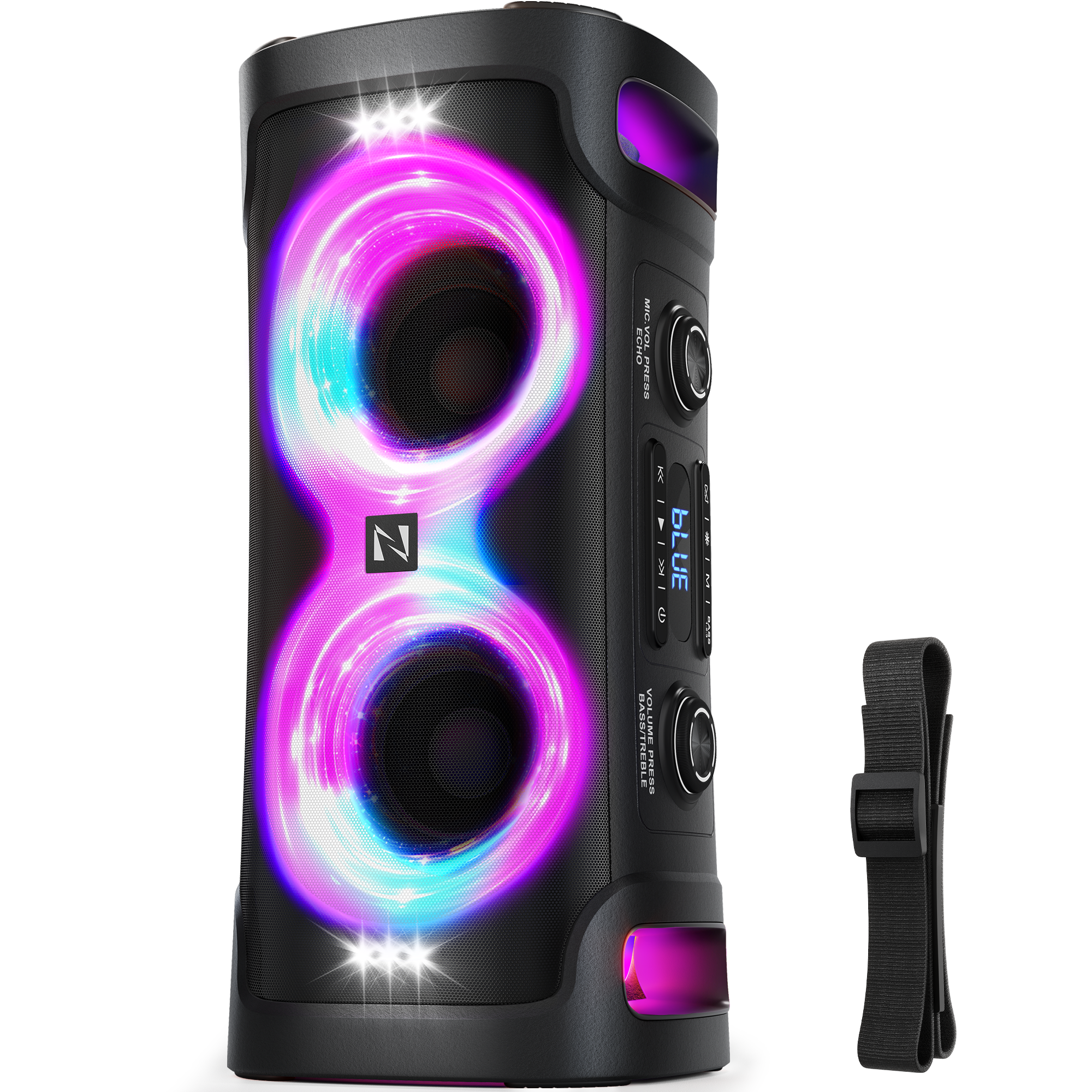 Party Bluetooth Speaker 300W Peak Big Speaker Loud Stereo Sound Deep Bass | Outdoor Party Bluetooth Speaker with Stereo Bass, , Wireless Speaker for Camping Beach & Backyard Gathering