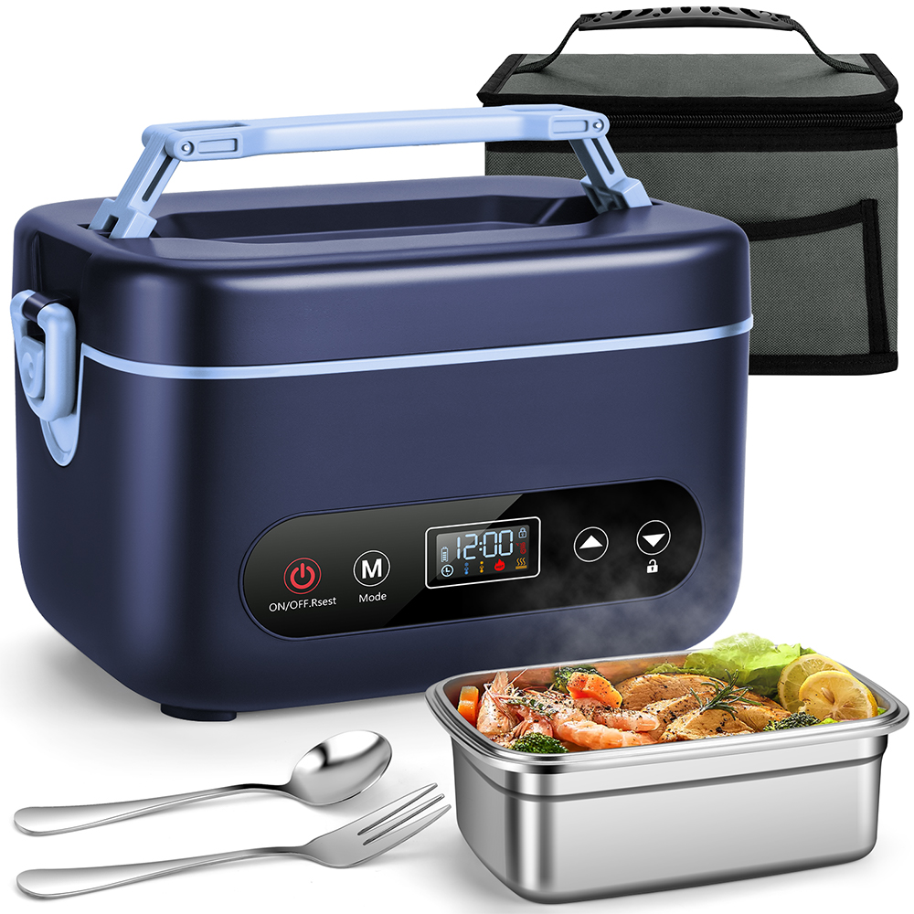 1.2L Cordless Electric Lunch Box – 20000mAh Rechargeable Portable Food Warmer with 5-Sided Heating, Auto Temperature Control, Leakproof & BPA-Free – Perfect for Office, Truck, Outdoors Blue