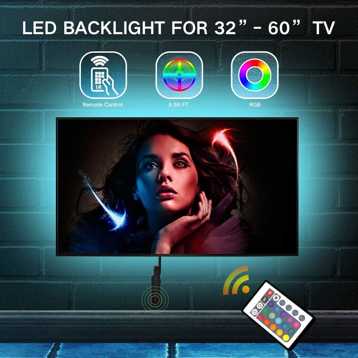 TV LED Backlight, 6.56ft RGB Color Changing LED Lights for TV, USB LED Light Strip with Remote