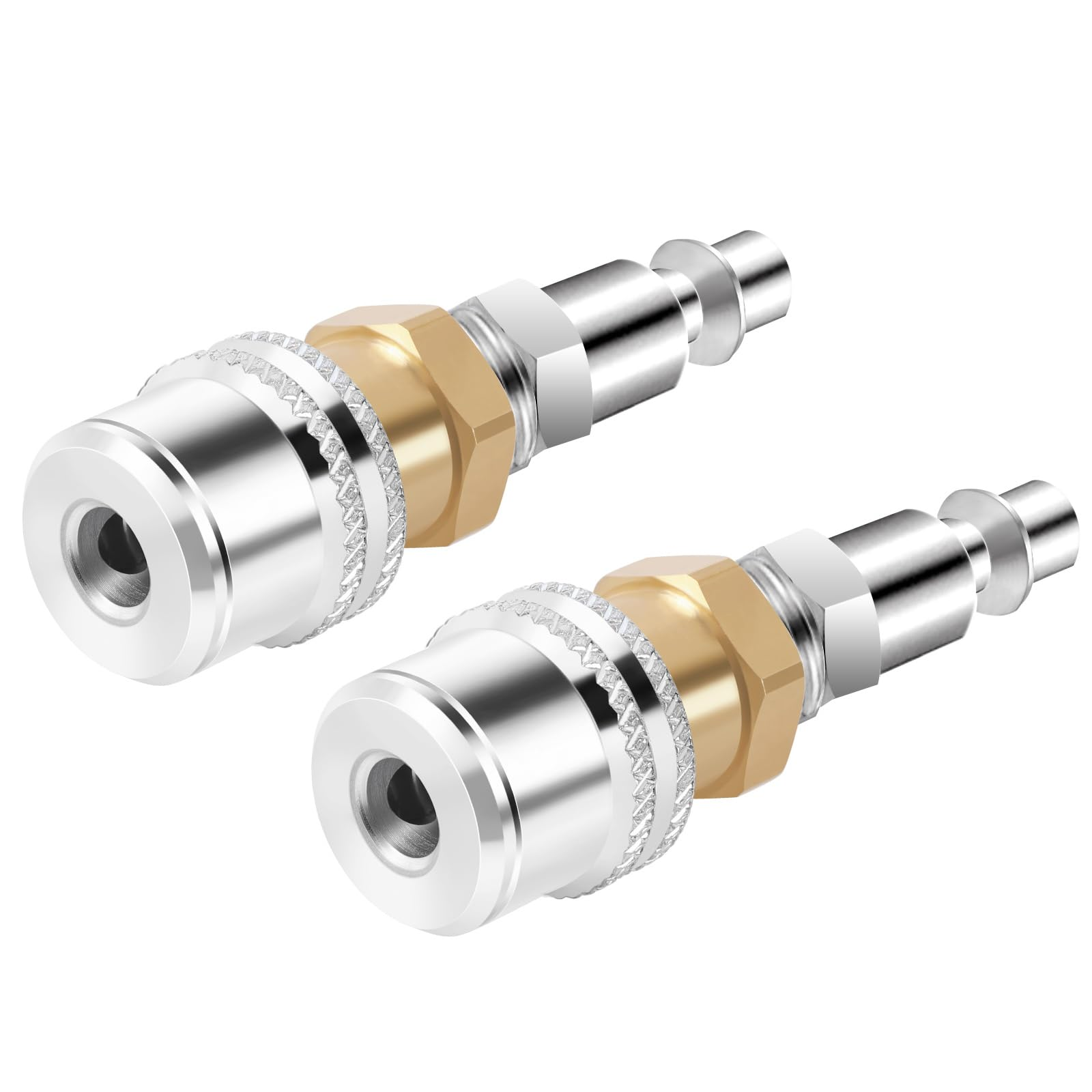 GODESON Lock On Air Chuck,1/4FNPT Closed Flow Brass Tire Chuck with Standard Male Quick Plug,Tire Air Chuck for Tire Inflator Gauge and Air Compressor(Pack of 2)