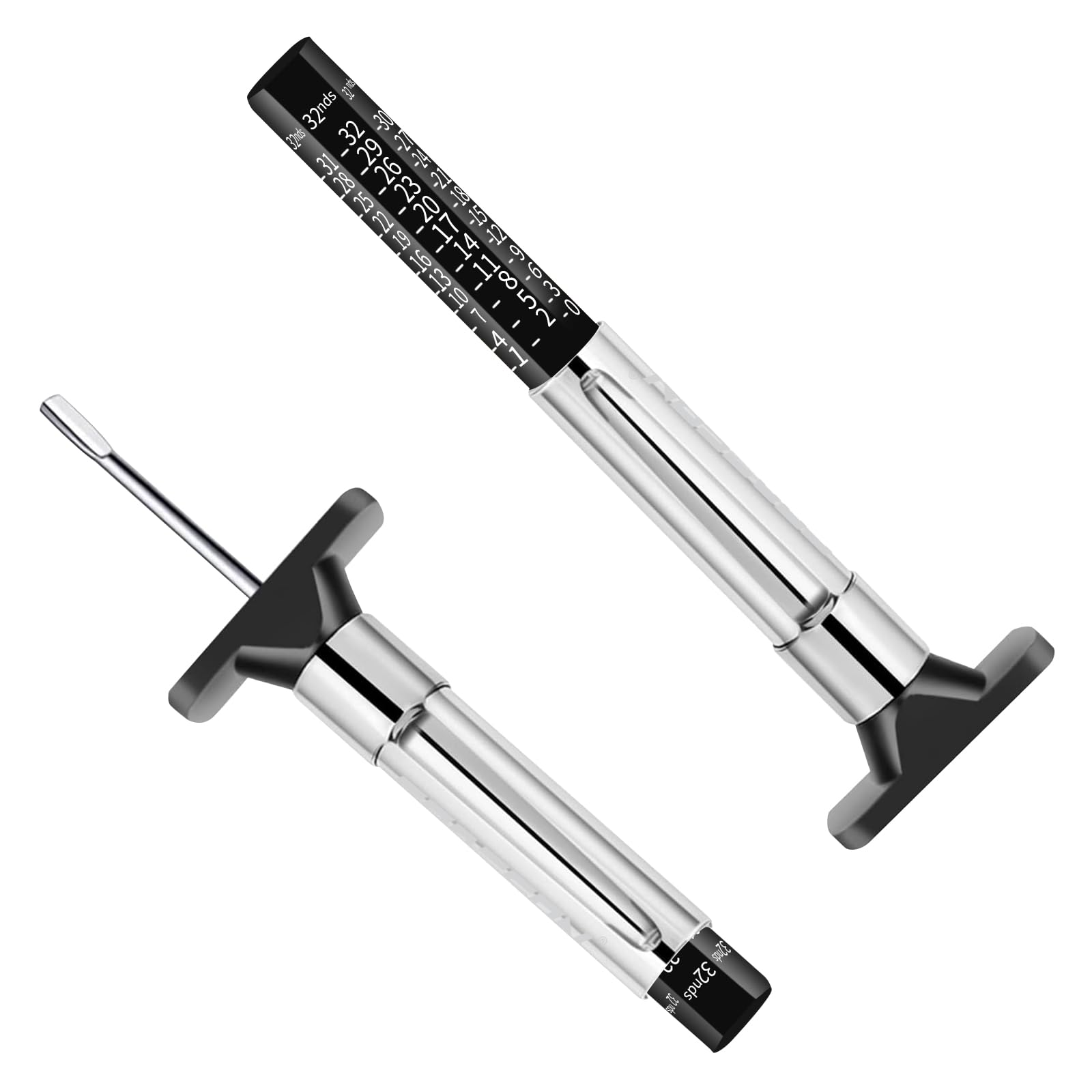 GODESON Tire Tread Depth Gauge, Tire Depth Gauge 32nds, Professional Tire Tread Gauge Tools, Accurate Measurement Tread Depth Metric Gauges for Motorcycle, School Bus, SUV Most Vehicle（Black）
