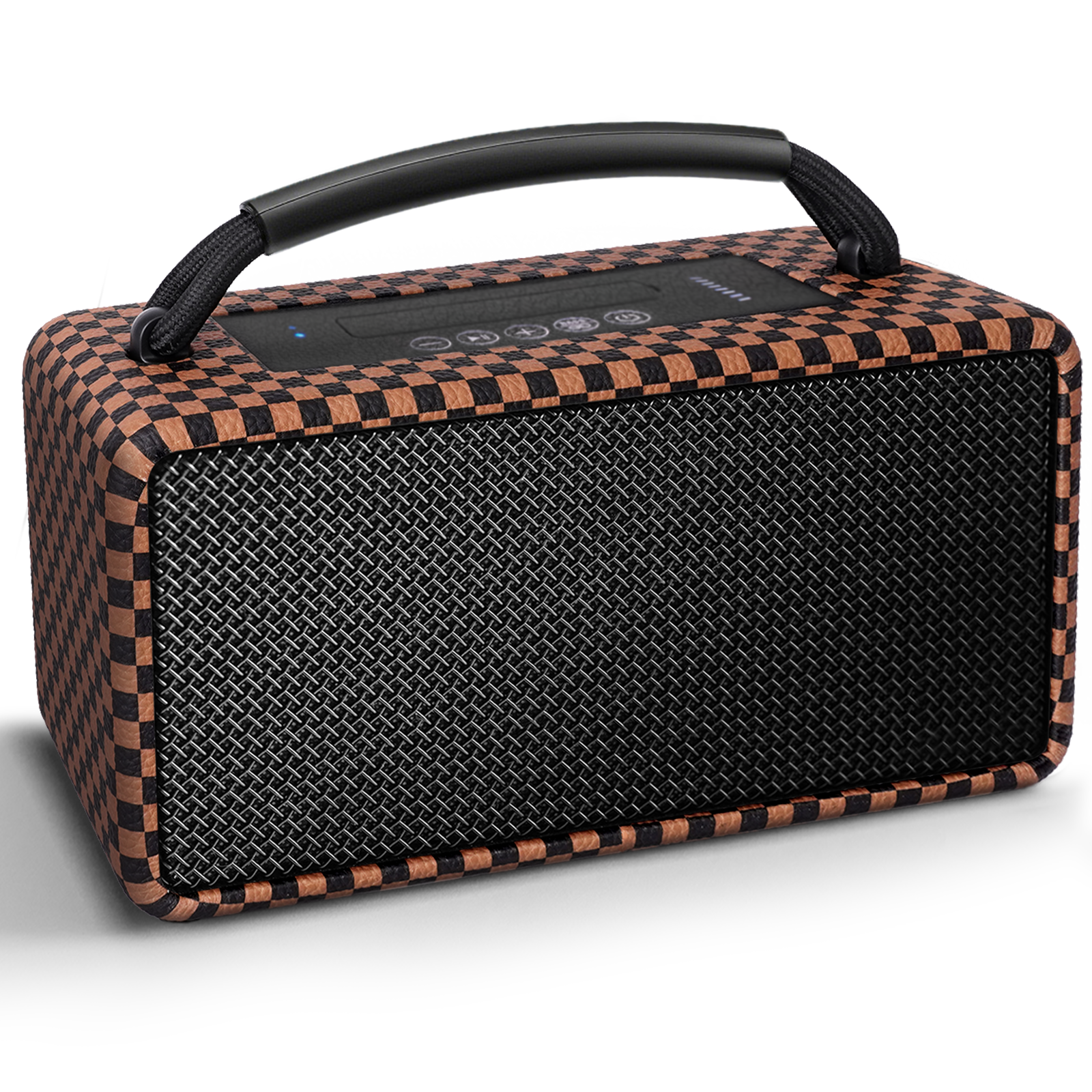 DINDIN Portable Bluetooth Speaker： 80W (Peak), 20H Playtime, Wireless Big Wood Boombox with Deep Bass, Subwoofer, TWS, Large, Loud Speaker for Party, Outdoor, Backyard, Beach, Home,Gift（Black+Brown）