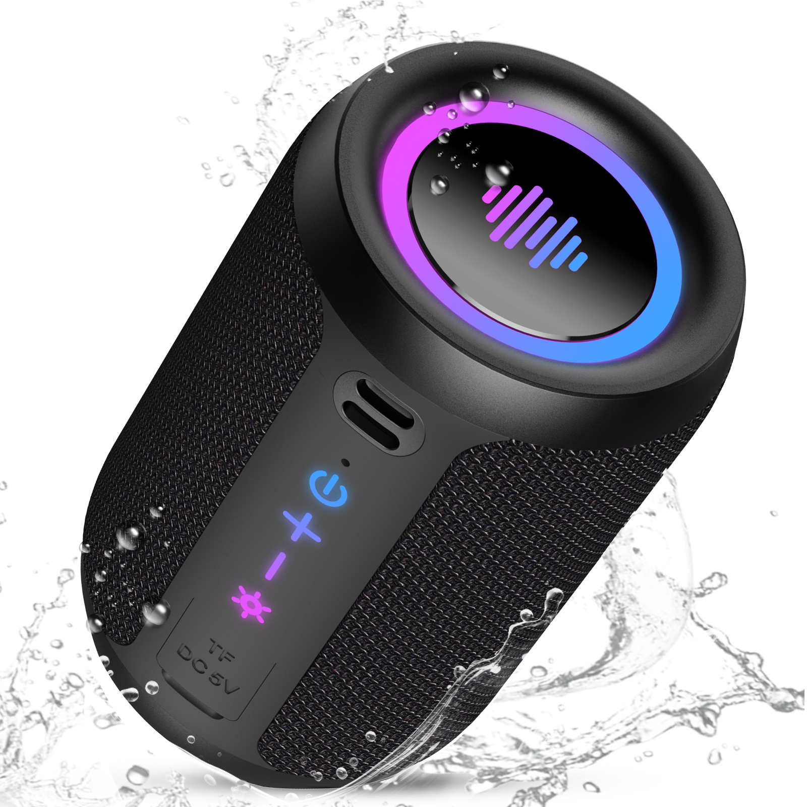 Tiksounds Portable Bluetooth Speaker with Lights, Bluetooth 5.4 Speaker, Powerful Crystal Clear Sound,All Day Playtime,15W Loud Stereo Sound, IPX7 Waterproof,TWS Pairing for Outdoor/Home/Party/Travel