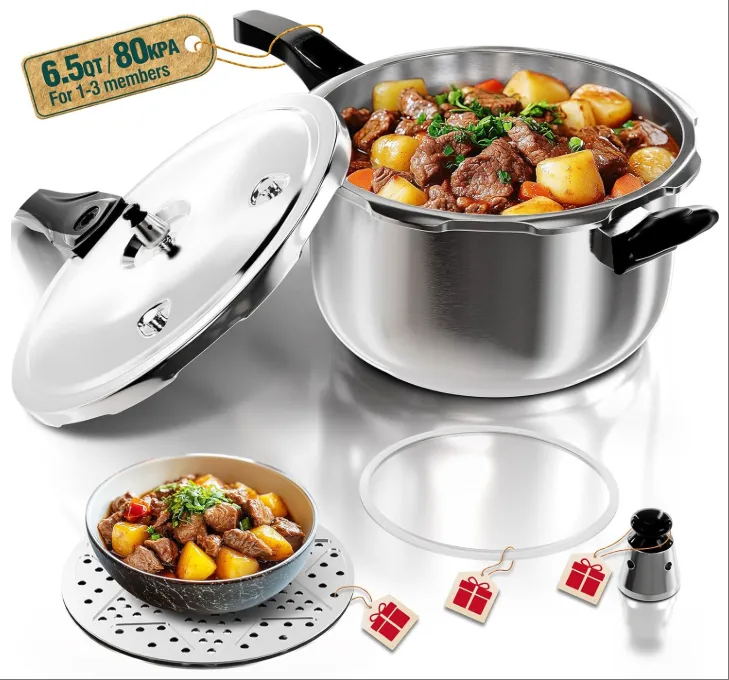 WantJoin Pressure Cooker Stainless Steel 6 Qt, Commercial Stove Top Pressure Cooker Pot Used for Pressure Foodie or Steaming, Compatible with Gas & Induction Cooker
