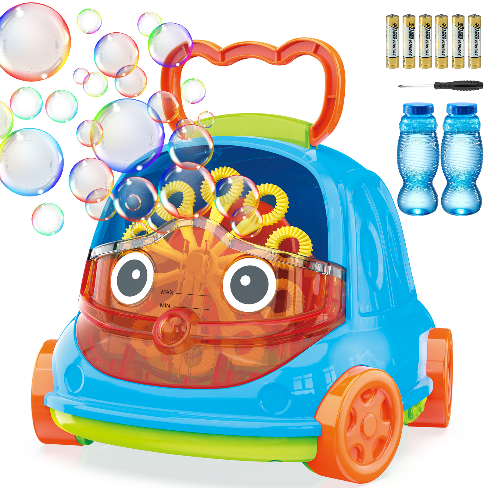 NBPOWER Bubble Machine for Toddler Kids, Automatic Bubble Blower Maker Outdoor Indoor Party with 3000+ Bubbles/min, Solution, Batteries