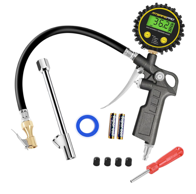 Digital Tire Inflator with Pressure Gauge,200PSI Tire Pressure Gauge with Inflator,Heavy Duty Air Compressor Accessories -Lock On Air Chuck and Dual Head Chuck for Cars,Air Compressor