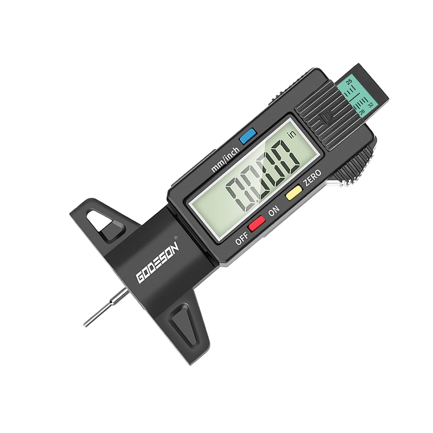 GODESON Tire Tread Depth Gauge,Digital Tire Tread Depth Gauge in 1Inch/25.4mm with Color-Coded Bar in 32nds, Easy Read Tire Depth Gauge for Cars, Trucks, Motorcycles