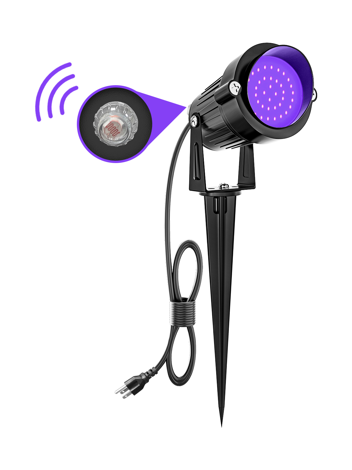 ZUCKEO Halloween Outdoor Black Light Spotlight LED Blacklight, 15W Dusk to Dawn Spot Lights Landscape Lighting with US Plug for Glow Party Body Paint Fluorescent Poster Bar Yard Garden Decor(1Pack)