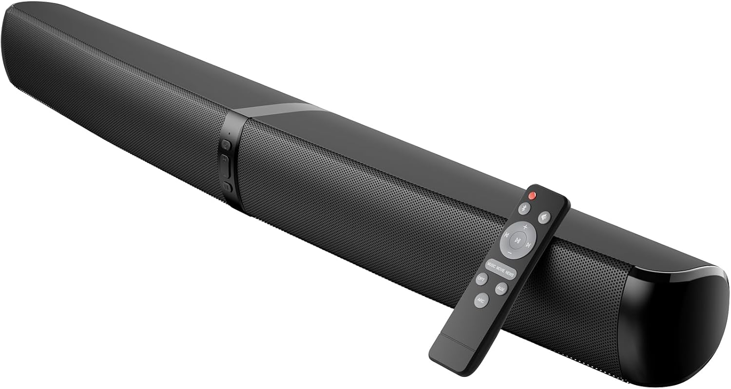  MZEIBO Sound Bar, 90W Soundbar for Smart TV, Bluetooth/ARC/Optical/AUX Connect, Detachable Design with Deep Bass for TV/PC/Gaming/Projector - 2-in-1 Home Theater Audio