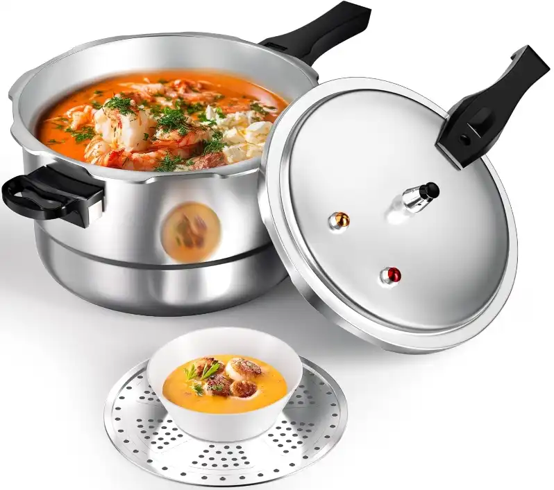WantJoin 8Qt Aluminum Pressure Cooker w/Release Valve & Multiple Protective Devices,Pressure Canner Compatible with Gas & Induction Cooker,Canner Rack Included