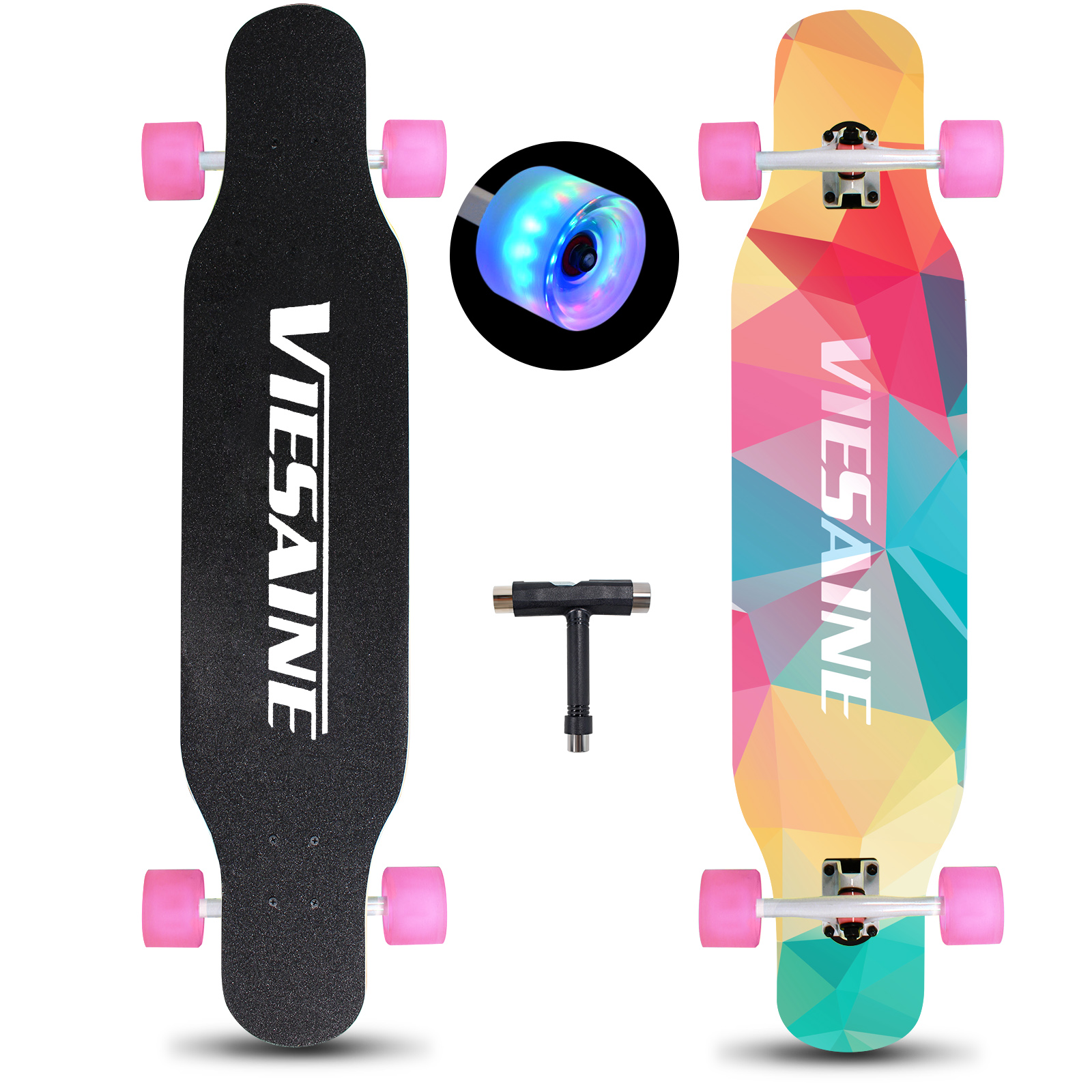  PHOEROS Longboard Skateboard, 41 Inch Complete Longboard Cruiser Skateboard for Adults Beginners Girls Boys Teens-Longboard Skateboards for Carving,Free-Style and Downhill 