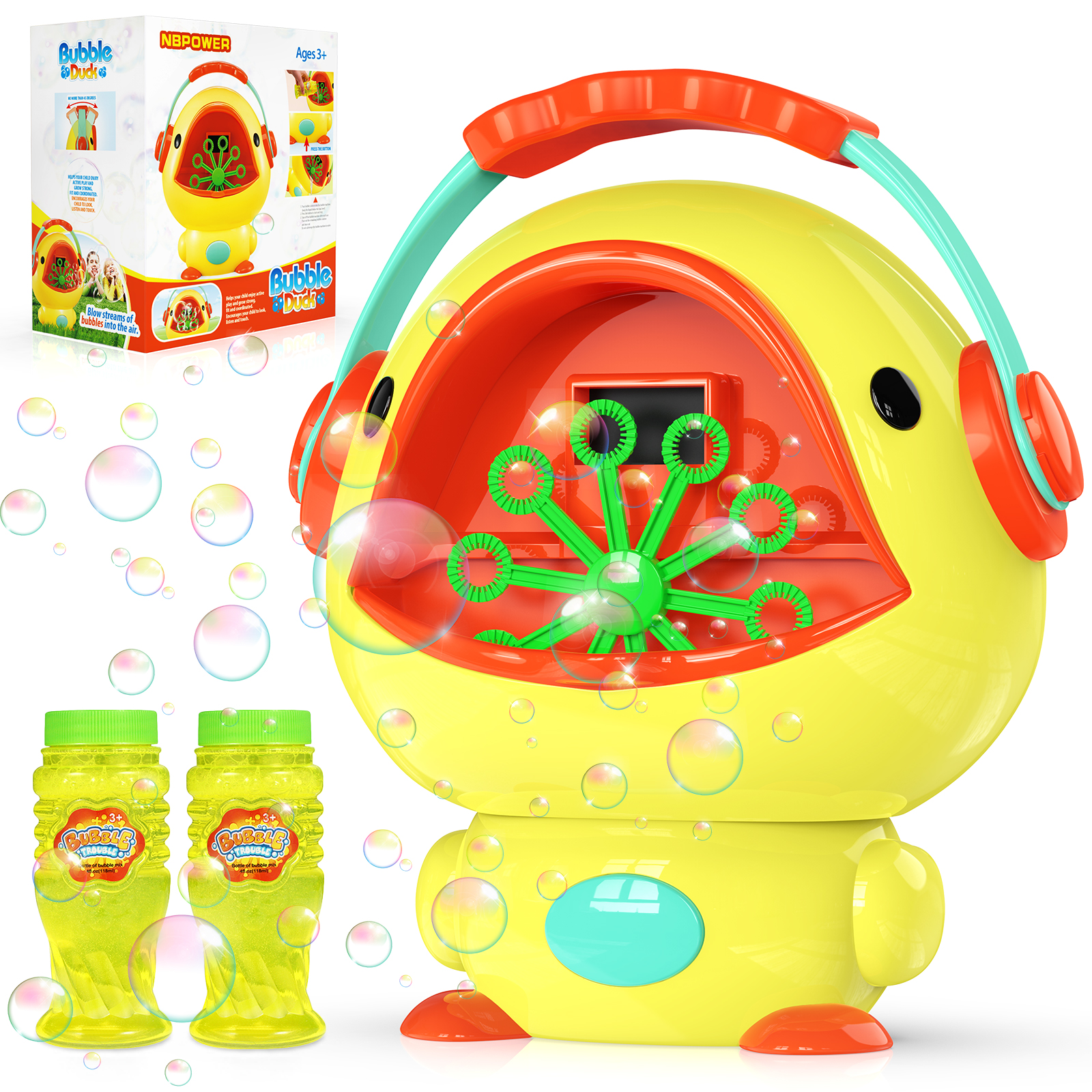 NBPOWER Bubble Machine for Kids, Blows 1000+ Bubbles/Min Automatic Bubble Blower Maker for Toddler