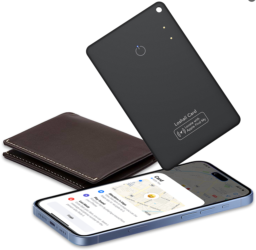 2 Pack Wallet Tracker Card [Apple MFi Certified] Air Tracker Tag (iOS only), IP68 0.06in Rechargeable Smart Card Work with Apple Find My, Keys Finder and Item Locator for Passport, Bags, Laptop, Black