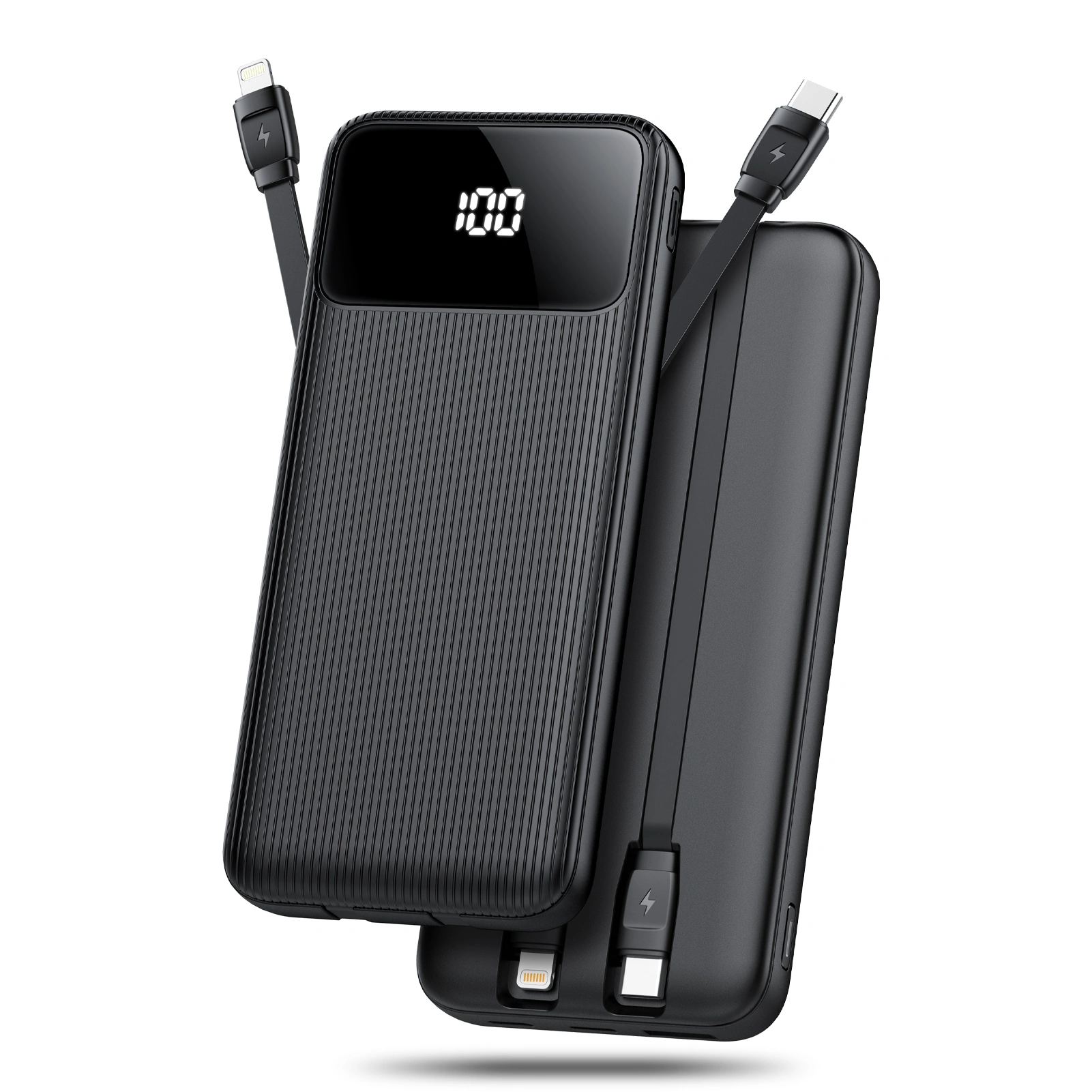 Tikland 10,000mAh Portable Charger with Built-in Cables,22.5W Fast Portable Charger Power Bank with USB-C, Battery Pack with LED Display Compatible with iPhone and Android Phone,Hiking,Travel Essentials
