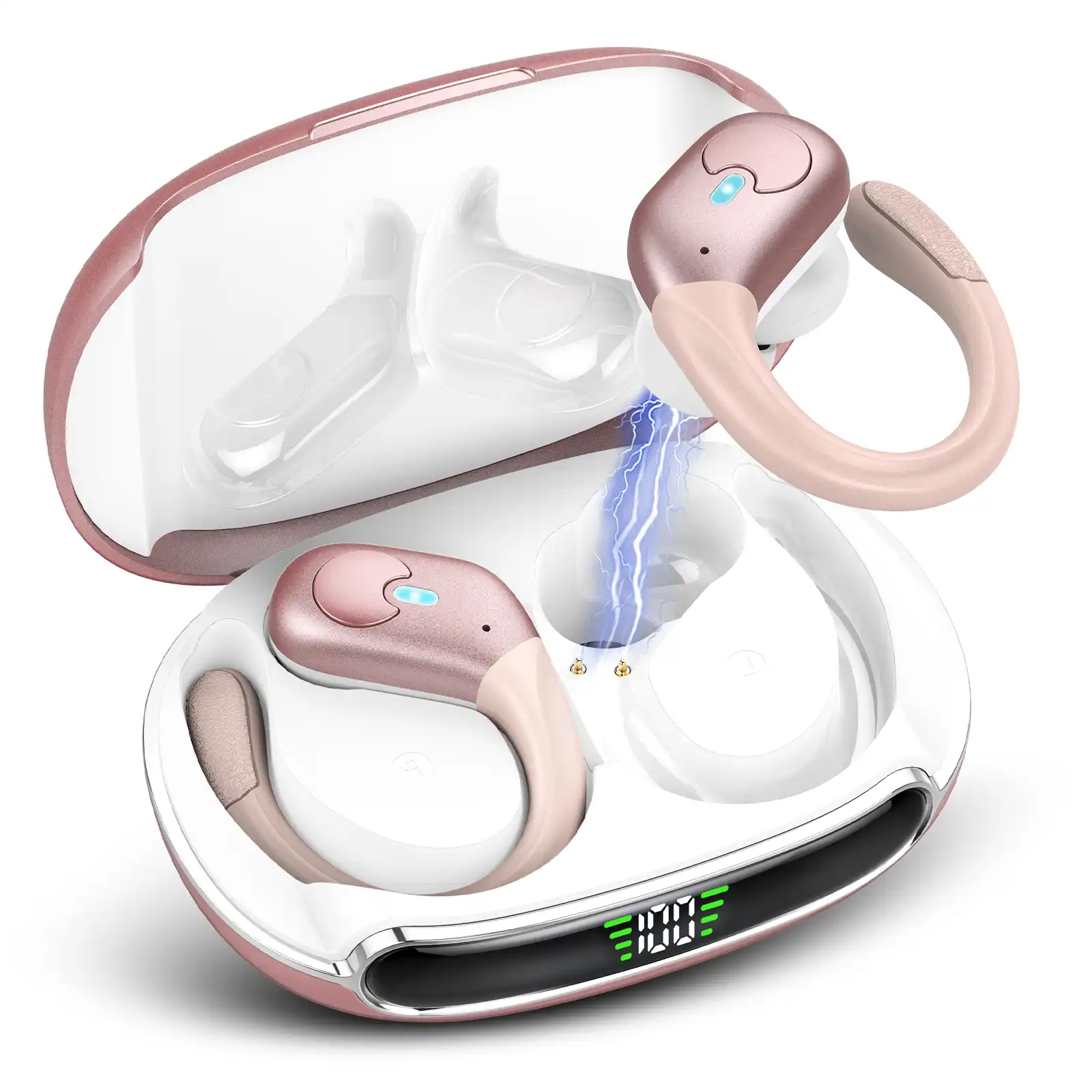 Wireless Earbuds Bluetooth Headphones Sport, Bluetooth 5.3 Earbud 3D HiFi Stereo Over Ear Buds, 70H Noise Cancelling Mic Wireless Earphone with Earhooks, IP7 Waterproof Headset for Workout/Running/Gym