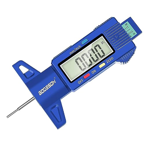 GODESON Tire Tread Depth Gauge, Digital Tire Tread DepthGauge in Inch/MM with Large LCD Display and Tire Tread Depth Measuring Tool for Cars,Trucks,Moto(Blue)
