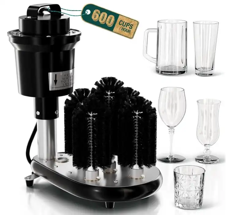 WantJoin Electric Commercial Glass Washer,Winery Wine Glass Cleaning Machine,5 Cleaning Brush Washers Glass,Perfect for Bars and Cafes