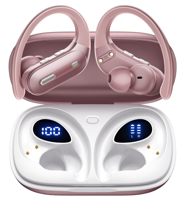 Active Noise Cancelling Wireless Earbuds Bluetooth Headphones 90Hrs Playtime Ear Buds with Wireless Charging Case Power Display Over-Ear Earphones with IPX7 Waterproof Stereo Headset for Android Phone