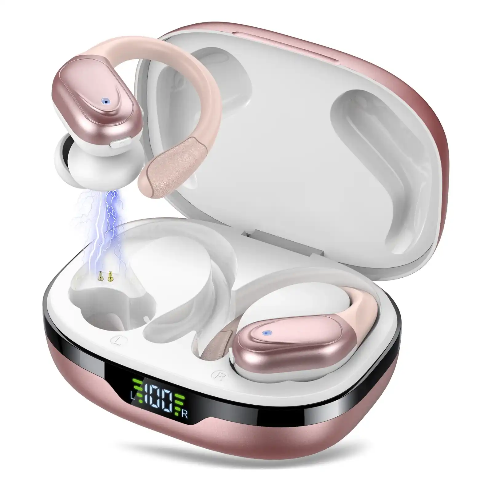 Tikland Wireless Ear Buds Bluetooth 5.3 Headphones Wireless Earbuds with Mic HD Stereo 80 Hours Playback Bluetooth Headphones IPX7 Waterproof Sports Earbuds Rose Gold