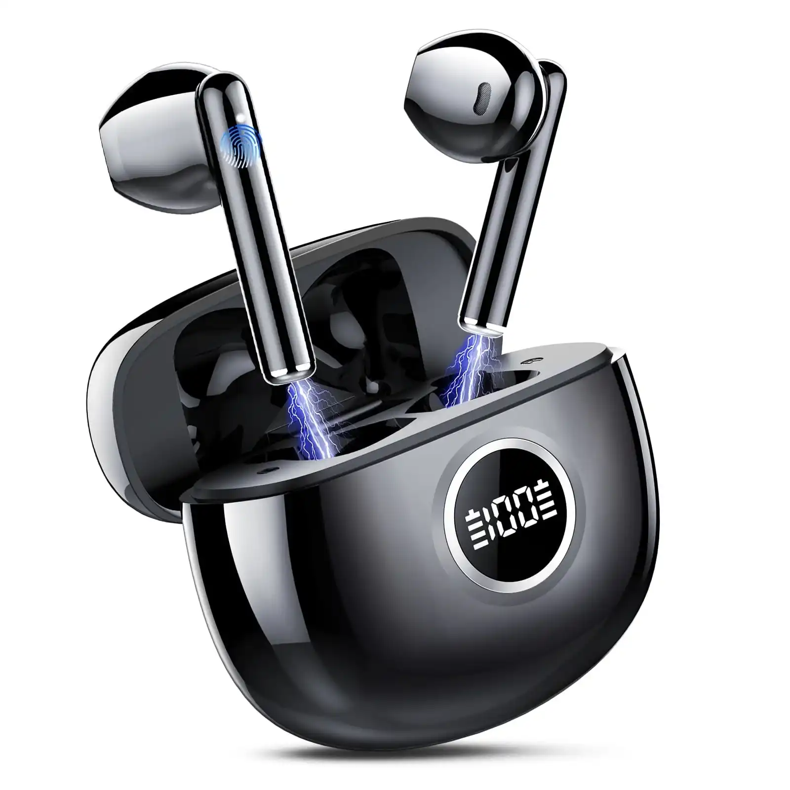 Tikland Wireless Earbuds Bluetooth V5.3 Headphones, 60Hrs Playtime, Wireless Ear Buds Mini 3.2g CVC8.0 Clear Call, Deep Bass, Bluetooth Headphones IPX7 Waterproof, LED Display Wireless Earphones