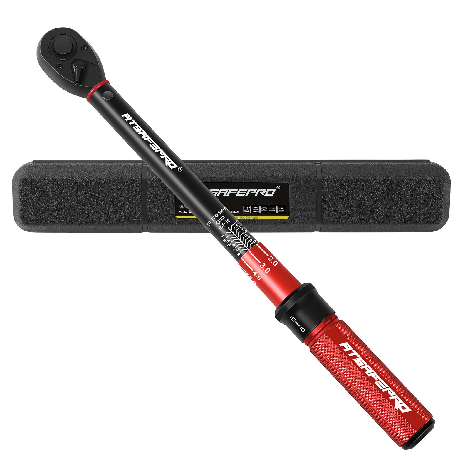 1/2-Inch Drive Click Torque Wrench,Torque Wrench with Range Scales-10-170FT.LB,Dual-Direction Torque Wrench 1/2 Drive,72-Tooth Torque Wrench Suit for Motorcycle,Car,Etc