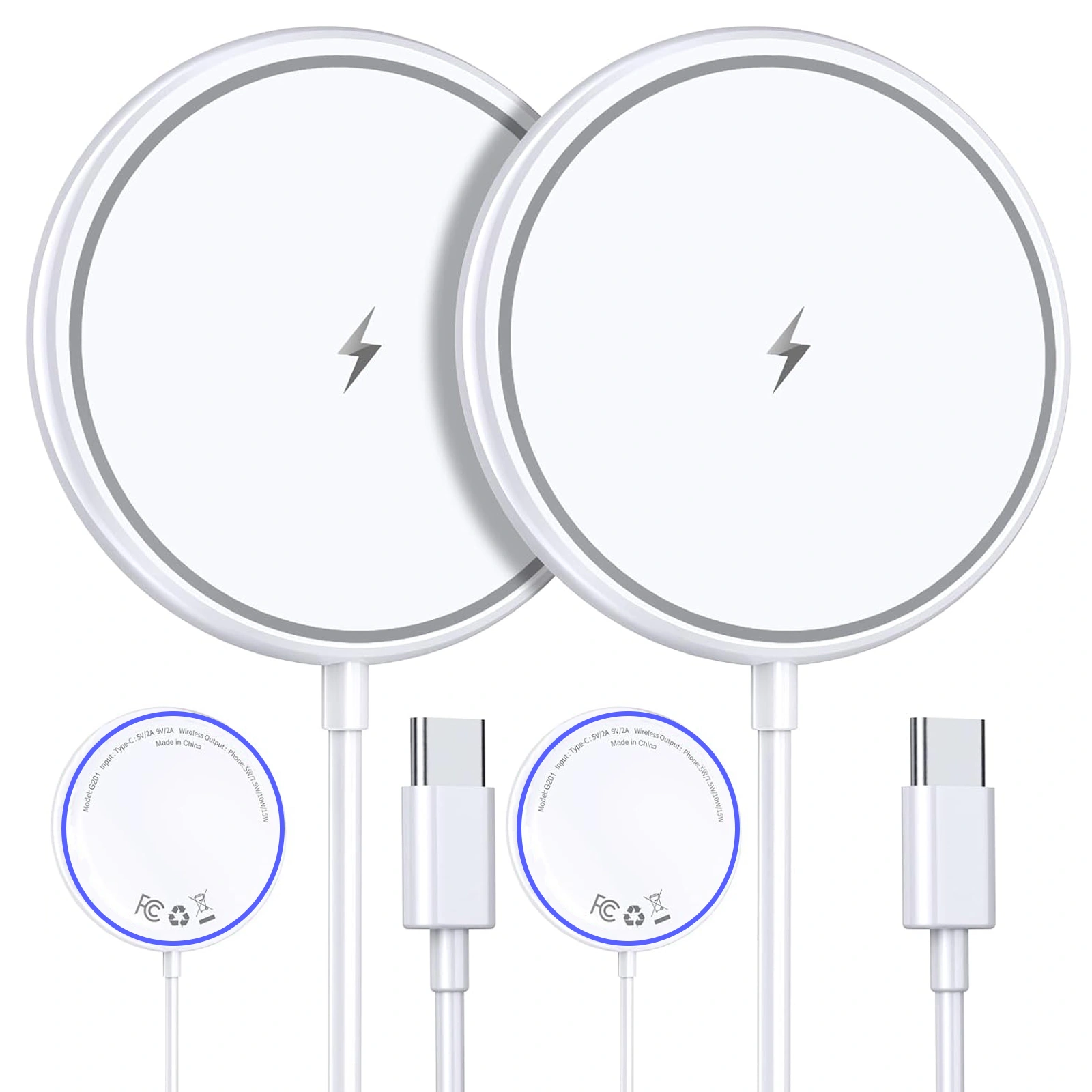 Famoo Magnetic Wireless Charger 15W Fast Mag-Safe Charger for iPhone 16/15 /14/13/12, White