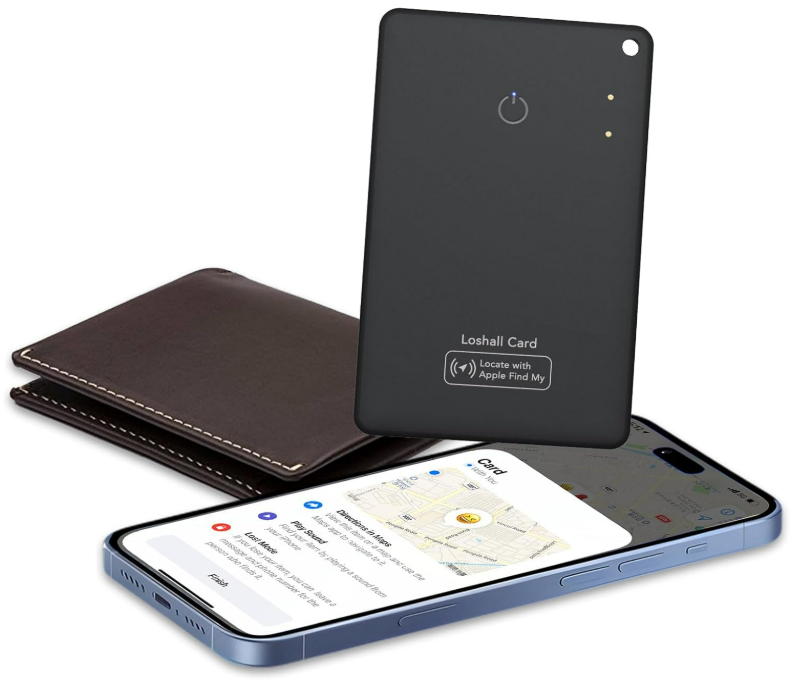 CASCHO [Apple MFi Certified] Air Tracker Tag Wallet Tracker Card, 1.6mm Rechargeable Smartcard Work with Apple Find My, Keys Finder and Item Locator for Passport, Bags, Laptop, Black 1 Pack, iOS only