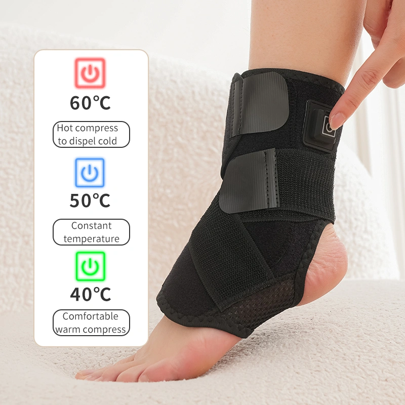 3in1 Heated Ankle Brace for Women & Men - Adjustable Knee and Elbow Massager with USB Power Supply, 3-Level Heating for Muscle Relaxation, and Recovery - Not Included Power Bank