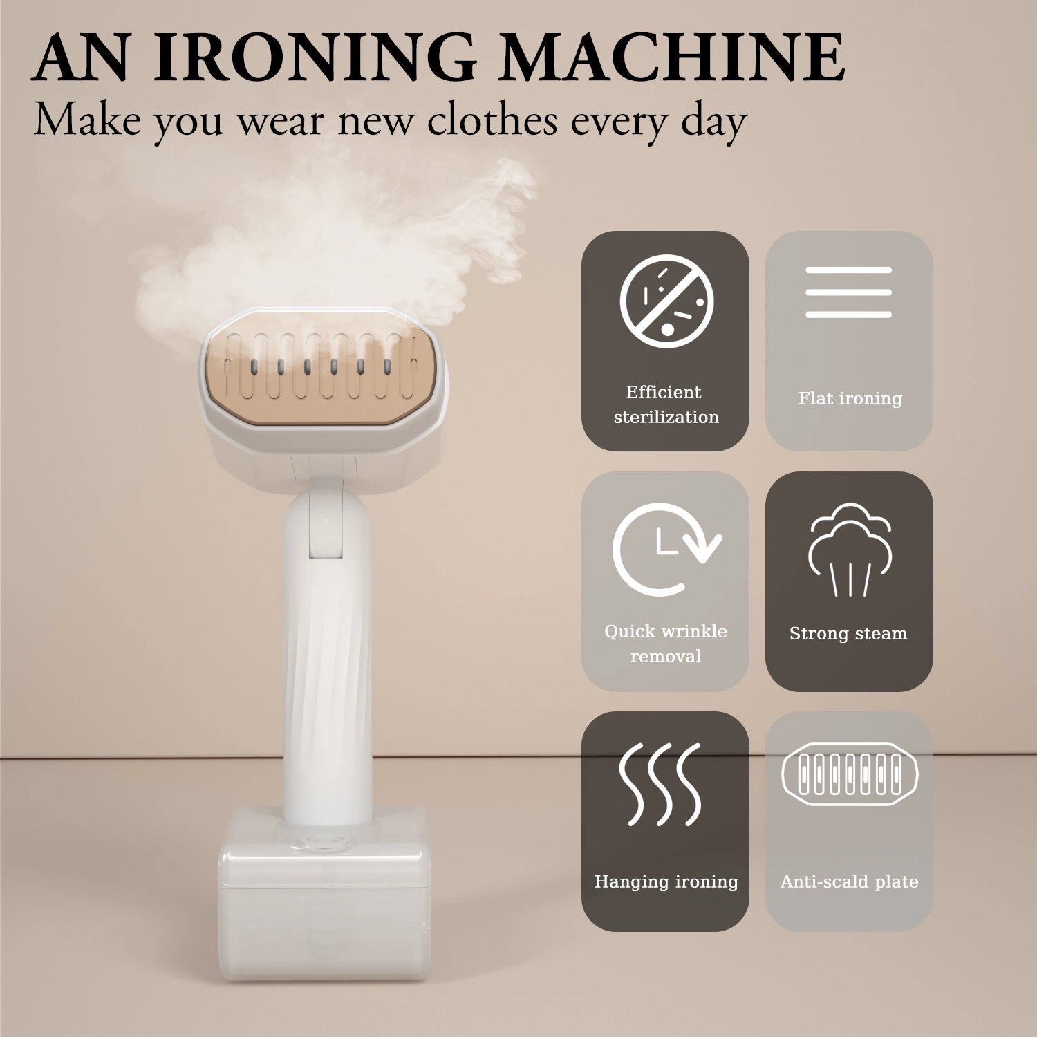 Portable Handheld Steamer for Clothes - 1800W Fast Steamer for Home & Travel, 5-Temp Modes, 330ML Large Tank, 35g/min Dense Steam, 50dB Quiet Operation, Auto-Off, Lightweight 1.03kg, Fit for Suitcases/Car/Office
