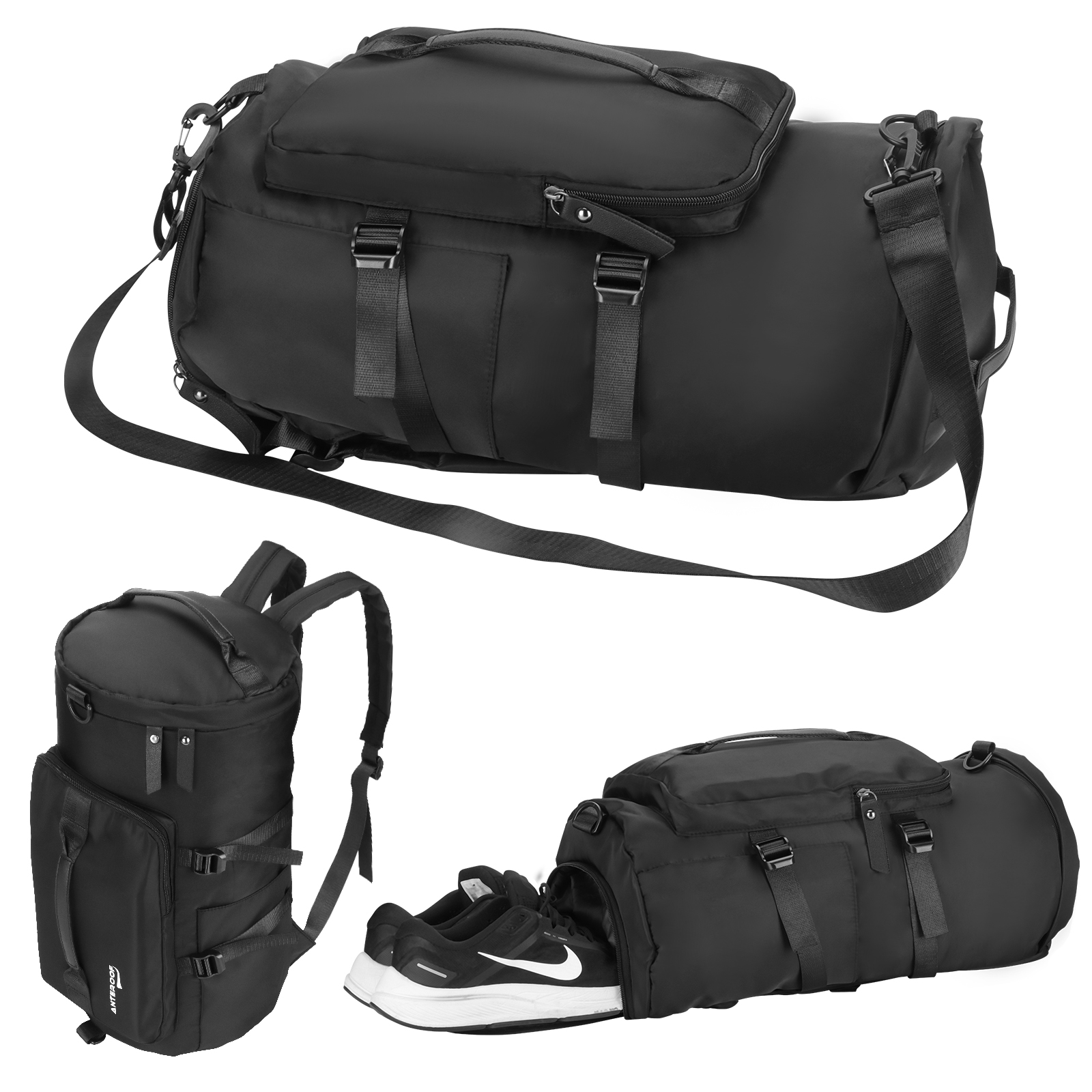 Gym Bag with Shoe Compartment for Men&Women, Travel Bag Backpack Crossbody Tote Knapsack Sports Bag with Large Capacity Dry Wet Separation Multi Pocket Water Resistant …