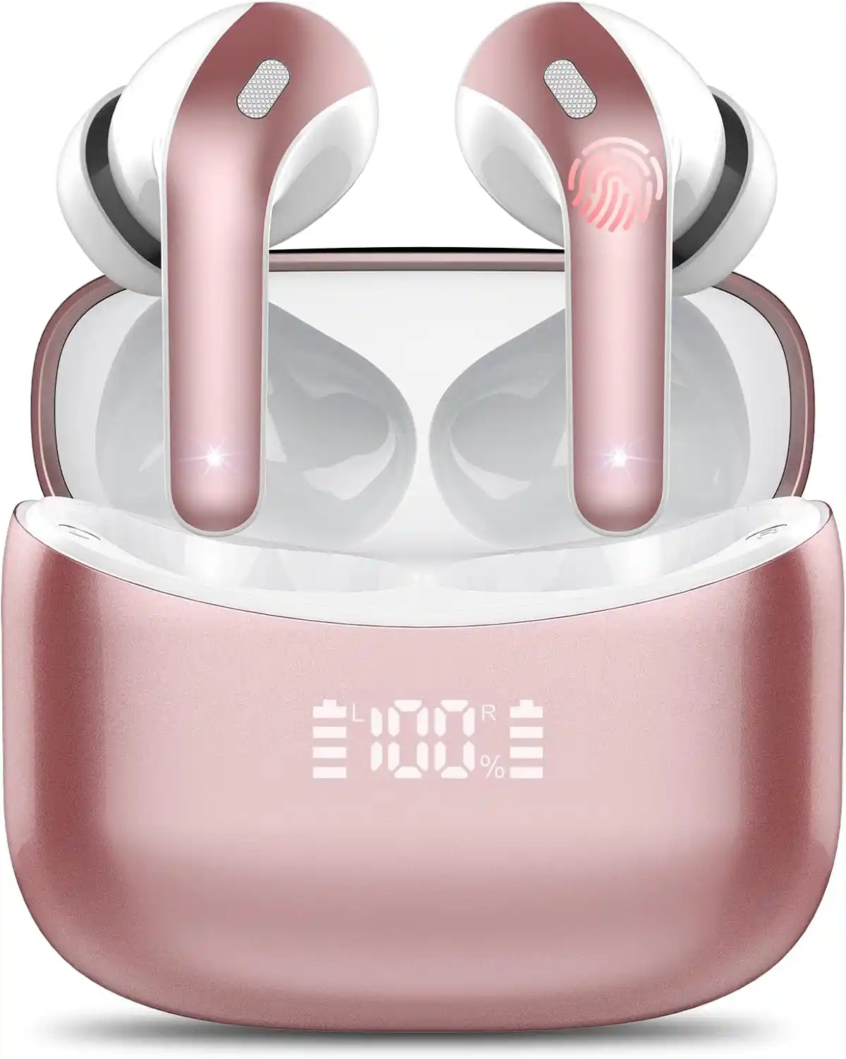 FAMOO Bluetooth Kopfhörer, In Ear Kopfhörer Kabellos Bluetooth 5.3, 2024 Letzte Kabellose Kopfhörer Noise Cancelling Earbuds mit 4 ENC Mic, LED-Anzeige, 52H Tiefer Bass, IP7 wasserdichte Ohrhörer