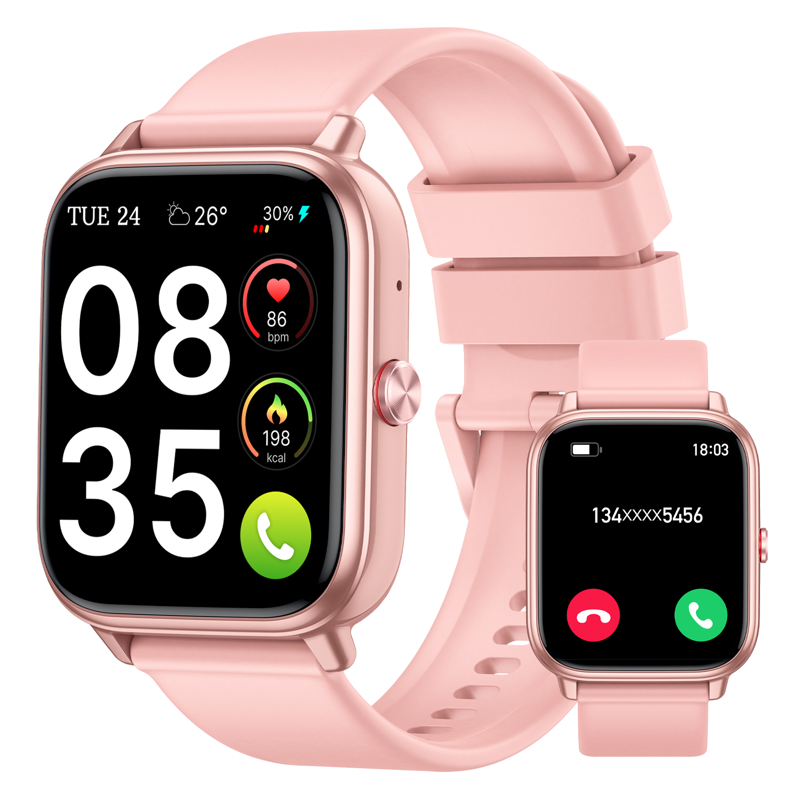 Smart Watch for Men Women (Answer/Make Calls), 1.83" HD Touchscreen Fitness Tracker, 480Hrs Playtime,112+ Sports Modes,Fitness & Sleep Tracker,Health,Fitness Watch for Android/iOS,IP68 Waterproof,Pink