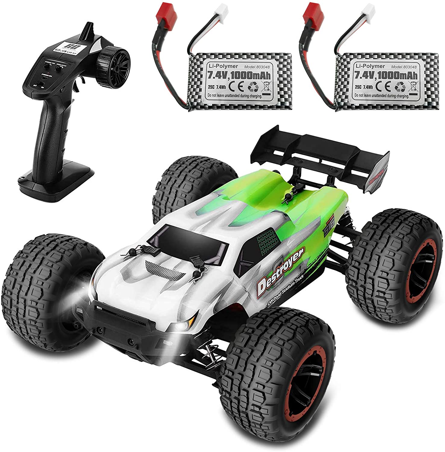 Fcoreey RC Cars, 48 km/h High Speed Remote Control Car, 1:16 Scale Rc Trucks,4WD All Terrain Monster Trucks, 2.4 Hz Off Road Racing Cars,with 2 Rechargeable Battery, Gift for Adults Boys Girls & Kids