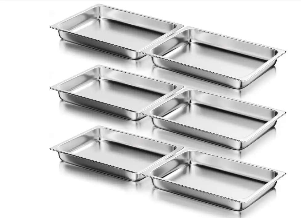 WantJoin Full Size Steam Table Pans, 6-Pack 2.5 Inch Deep Restaurant Steam Table Pans Commercial, Hotel Pan Made of 201 Gauge Stainless Steel