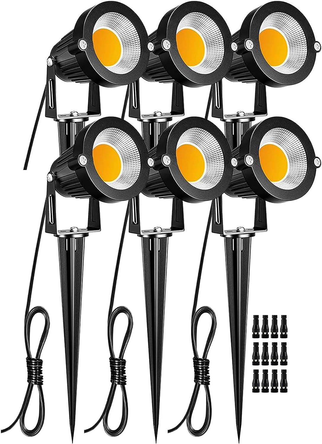 ZUCKEO Low Voltage Landscape Lights 5W LED Landscape Lighting 12V 24V Outdoor Spotlights Waterproof Garden Decorative Landscaping Warm White Lights for Patio Garden Pathway Floor Yard Decor(6 Pack)