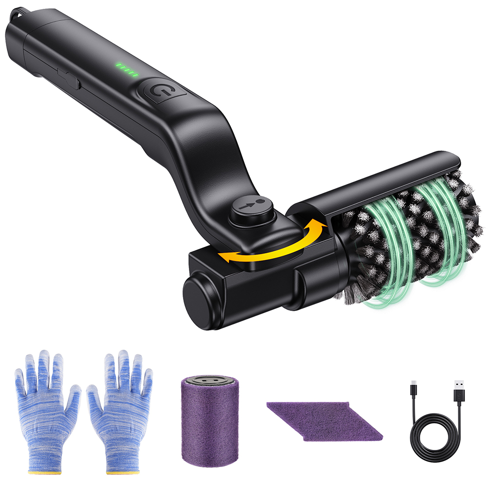 Electric Rotary Grill Brush for BBQ – 304 Stainless Steel Rotary Brush Head, Anti-Shedding Bristles, Rechargeable 3-Speed Power Control, Up to 90-Min Runtime, Outdoor Grill Cleaner