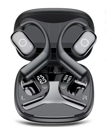 SUPBS Open Ear Headphones, Bluetooth 5.4 Earphones Stereo Sound, Wireless Headphones 30 Hours Playback, Type-C Charging, Clear Calls, Waterproof Open Ear Earbuds,Black