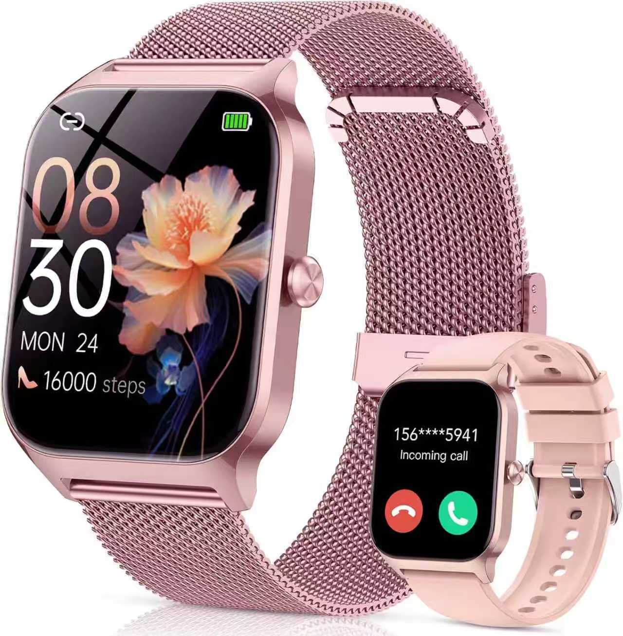Smartwatch Damen mit Telefonfunktion, 1.85'' Zoll HD Fitnessuhr, Smart Watch 200+Sportmodi Fitness Tracker mit Herzfrequenz/Spo2/Schrittz&auml;hler/Schlafmonitor, IP68 Wasserdicht Sportuhr f&uuml;r iOS Android