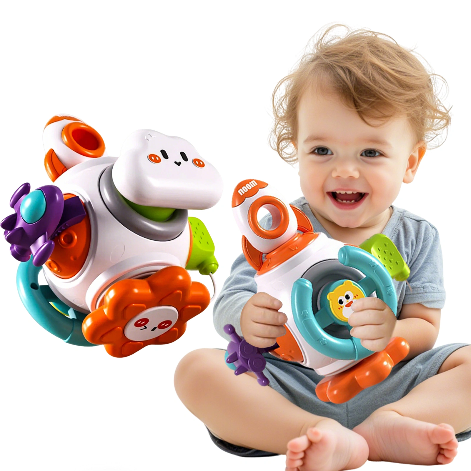 QXQ Montessori Toddler Toys for 1-3, 6 in 1 Travel Activities Busy Board Cube, Baby Sensory Toys for 6-12 18 Months Baby Gifts, One 2 3 Year Old Infant Boys Girls Educational Learning Toys (Rocket)