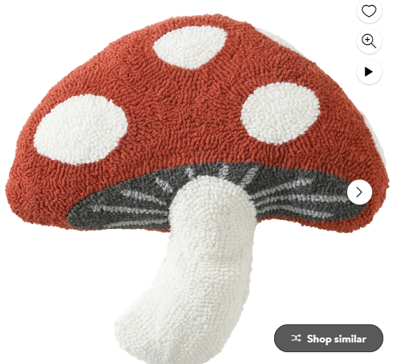 Mainstays 17" x 17" Mushroom Decorative Pillow, Canyon Red