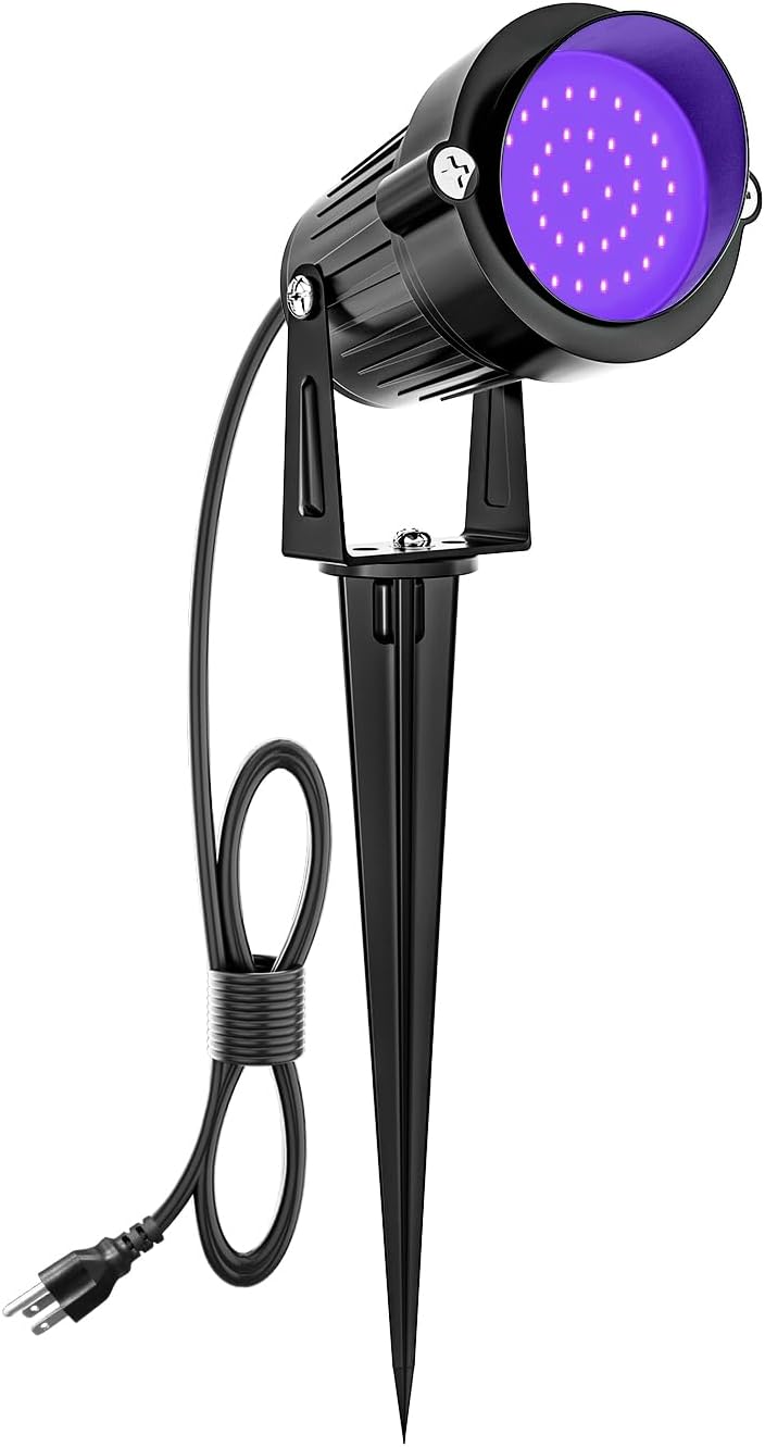 ZUCKEO Halloween Black Light Spotlight Outdoor LED Blacklight, 15W Waterproof Spot Lights Landscape Lighting with US Plug for Glow Party Body Paint Fluorescent Poster Bar Yard Garden Decor(1Pack)