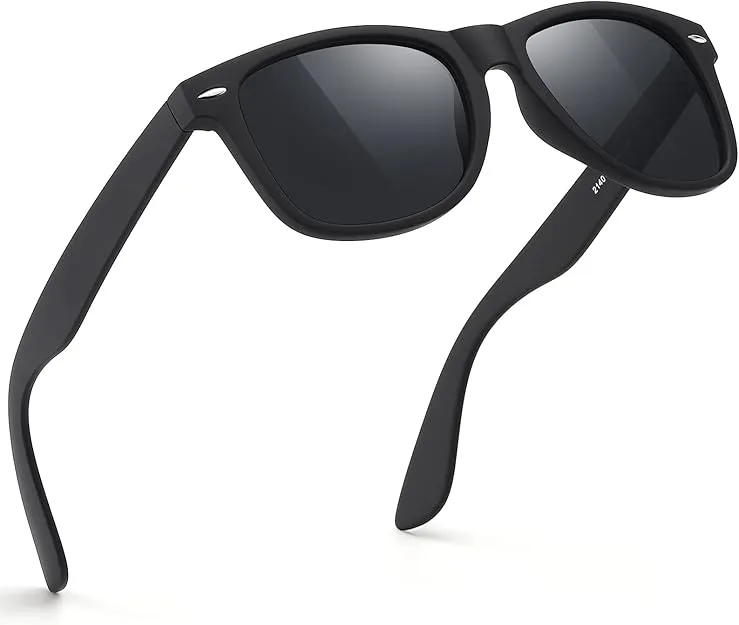 Obbmox sunglasses Men Polarized Sunglasses for Mens and Womens,Black Retro Sun Glasses Driving Fishing UV Protection