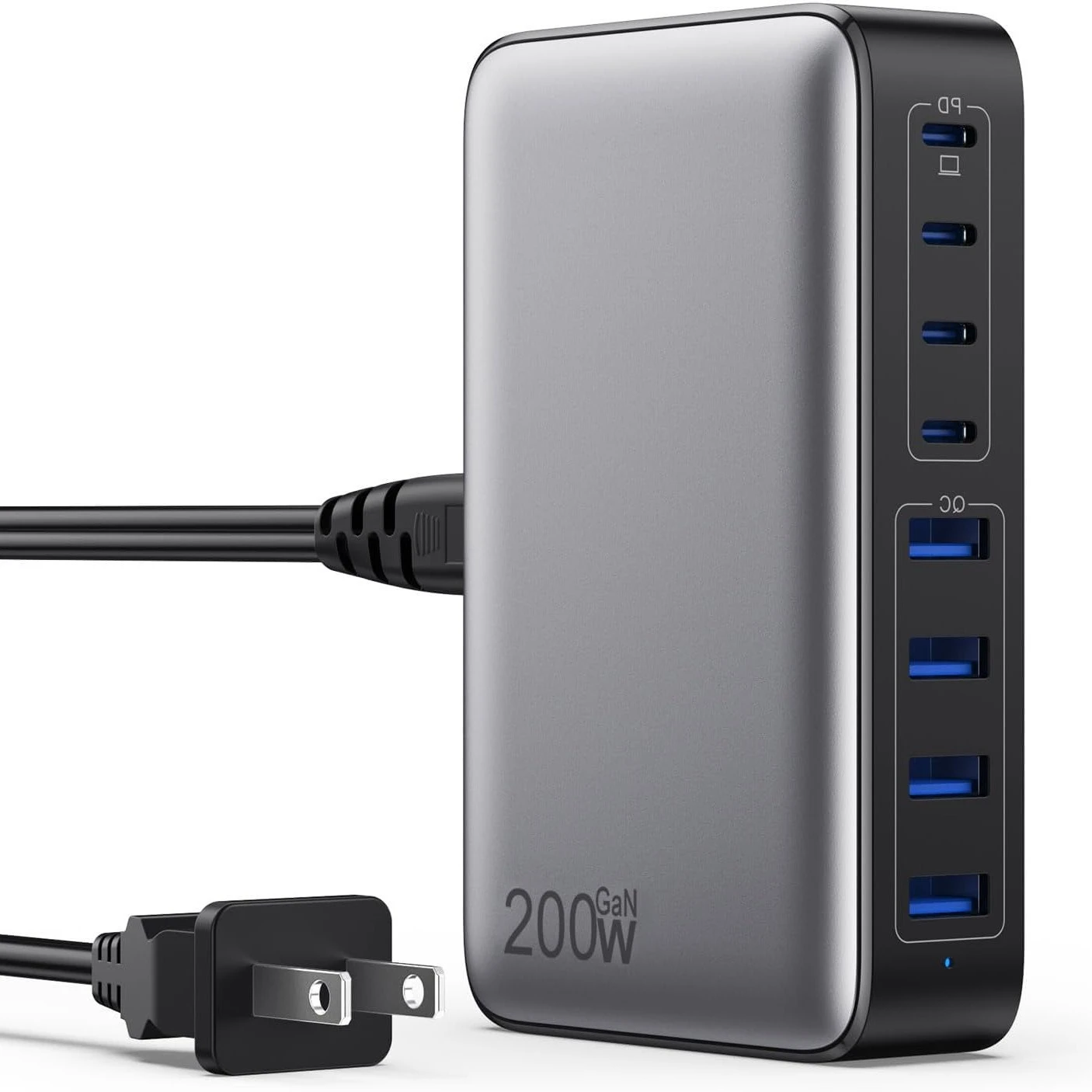 VAMOUT 200W USB C Charger Block, 8-Port GaN III Charging Station, PD 65W Fast Desktop Charger Laptop Charging Adapter Compatible with MacBook Pro/Air, iPhone 16/15/14, Steam Deck, Galaxy, Dell Etc
