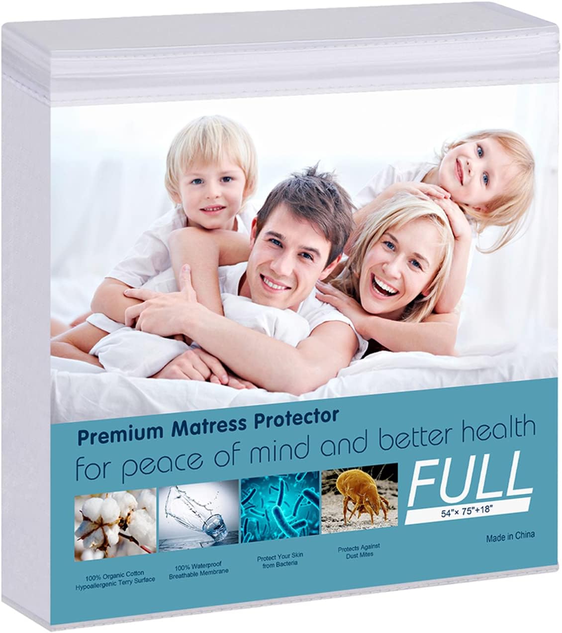 Waterproof Mattress Pad Protector 100% Organic Cotton Hypoallergenic Breathable Mattress Pad Cover, Deep Pocket, Vinyl Free